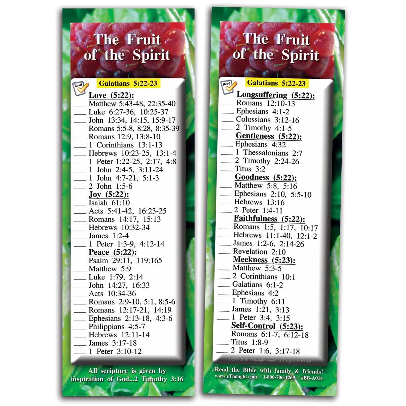 Fruit of the Spirit Bible Reference Cards - Set of 25 Inspirational Scripture Cards (2.75x8.25 inches) - Perfect for Christian Faith Sharing, Bible Study Groups, Church Events, Spiritual Encouragement Gifts & Daily Devotionals