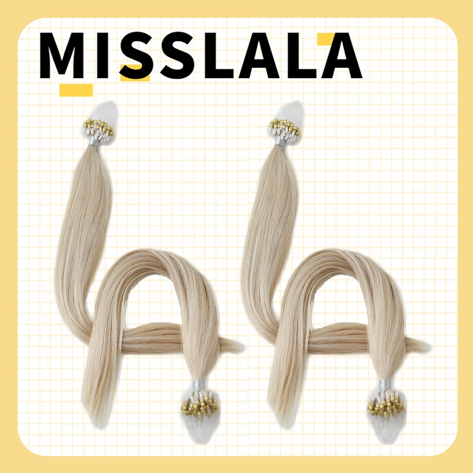 22 Inch Micro Loop Human Hair Extensions - Remy Hair Microlink Extensions #60A White Blonde - 50 Strands 50g Straight Hair for Salon & Styling - Perfect for Weddings, Parties & Daily Volume Boost