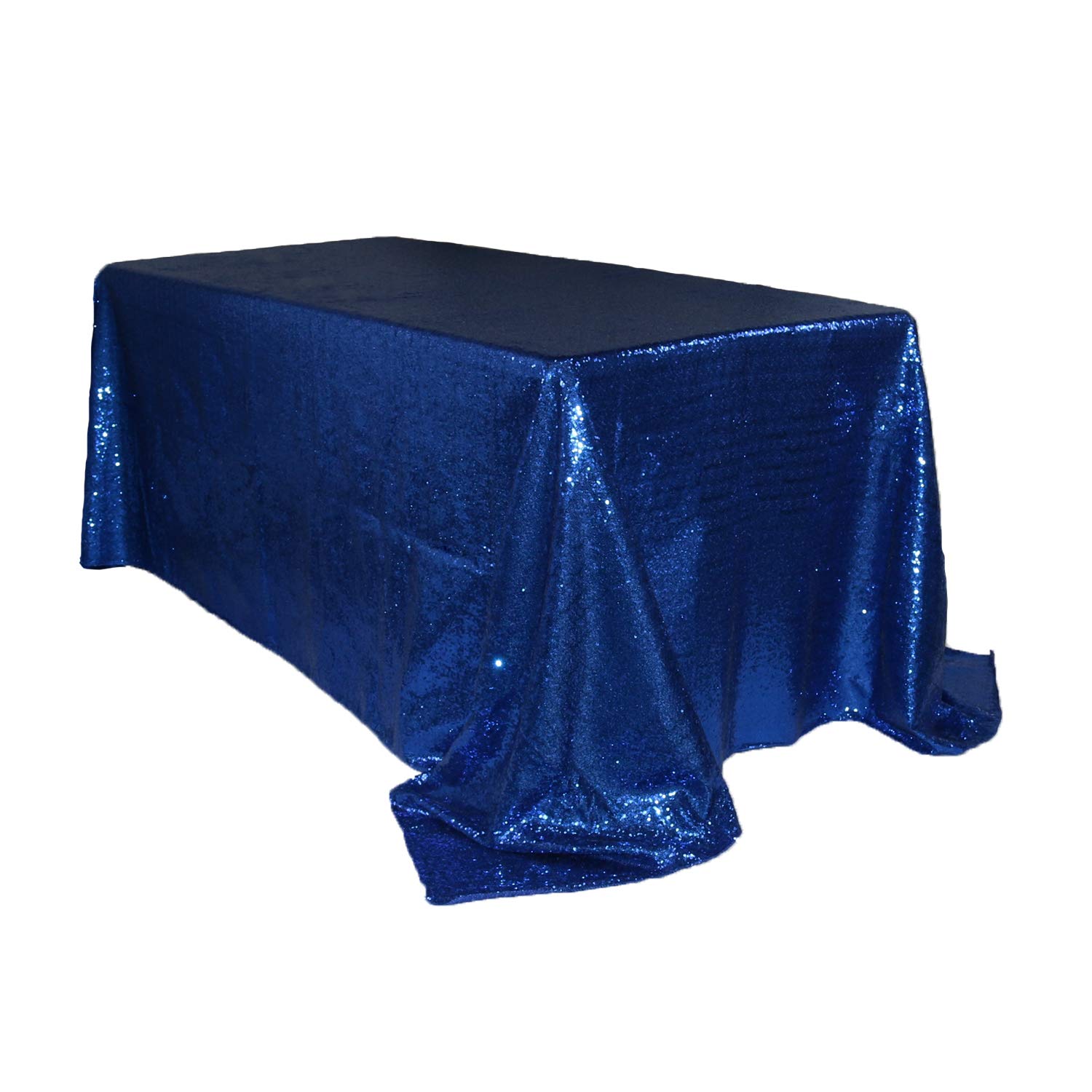 90 x 132 Inch Navy Blue Glitz Sequin Taffeta Tablecloth - Elegant Rectangle Table Linens for 6 ft Tables, Perfect for Weddings, Parties & Special Events