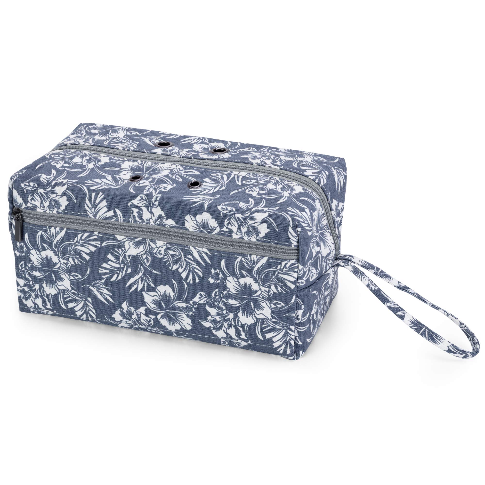 Luxja Large Knitting Yarn Storage Bag with Flowers - Organizer for Crochet Hooks, Knitting Needles (up to 10 Inches) & Craft Supplies - Perfect for Knitters, Crocheters & DIY Enthusiasts at Home or On-The-Go