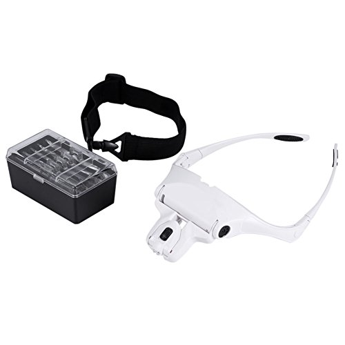 Professional 5 Lens LED Headset Magnifier for Eyelash Extensions - Adjustable Lighted Eyewear for Precision Beauty Work & Jewelry Inspection