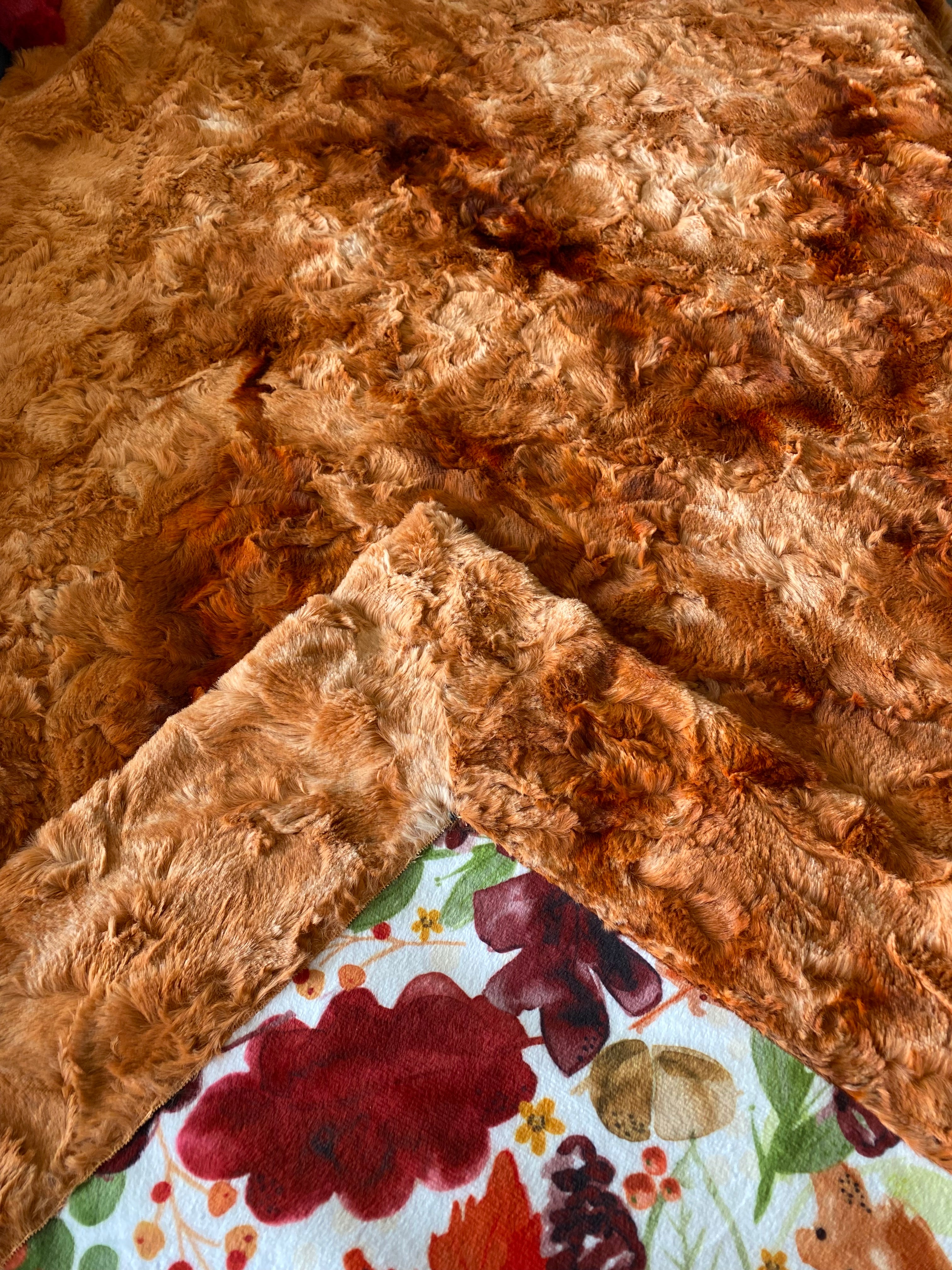 Cozy Autumn Leaves Ginger Galaxy Minky Blanket - 53x65 Soft Flannel Throw for Bed, Couch & Seasonal Decor