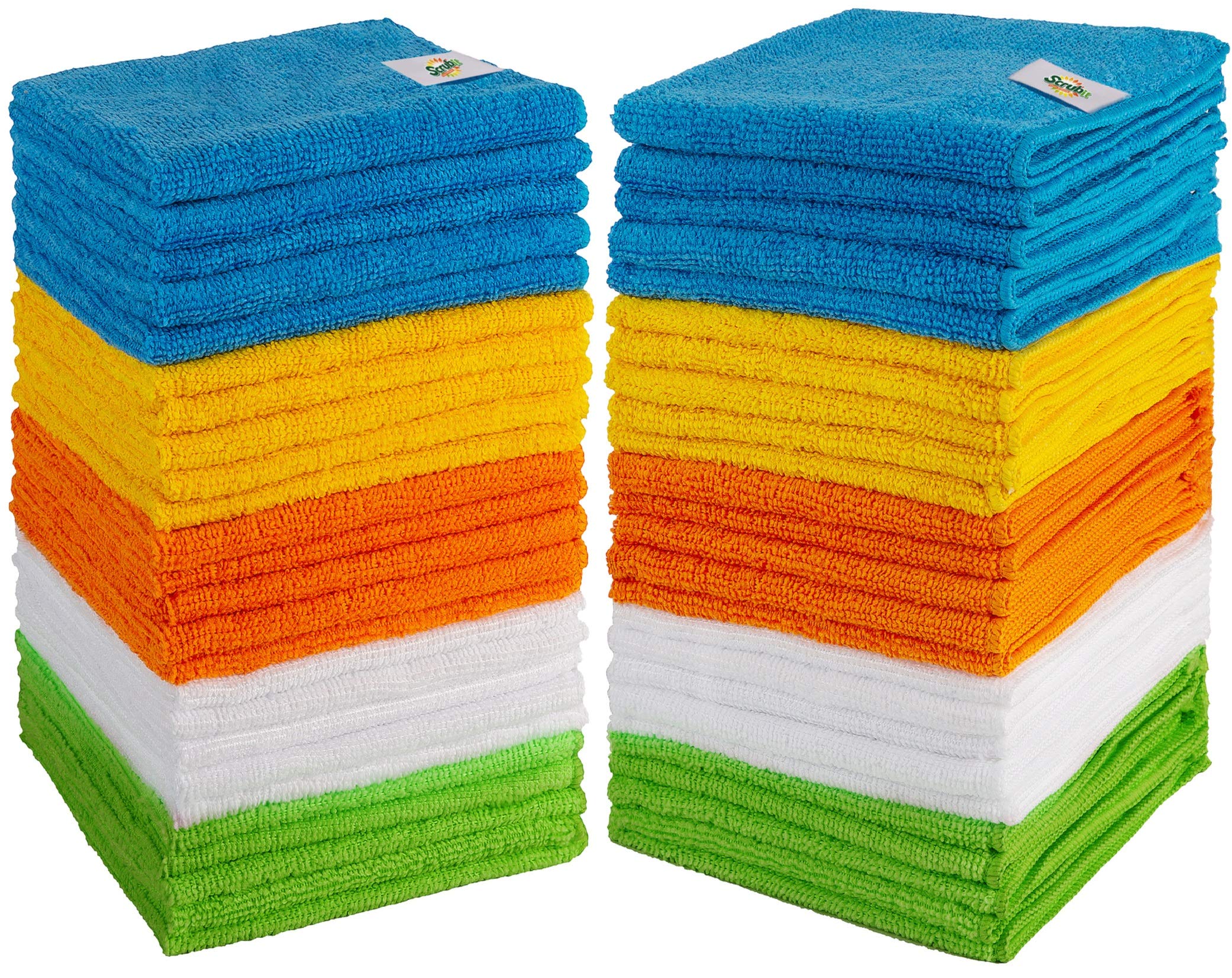 SCRUBIT Microfiber Cleaning Cloths - 50 Pack Ultra Absorbent, Lint-Free, Super Soft Wash Towels for Kitchen, Car, Windows & Household Cleaning - Perfect for Dusting, Polishing & Stain Removal
