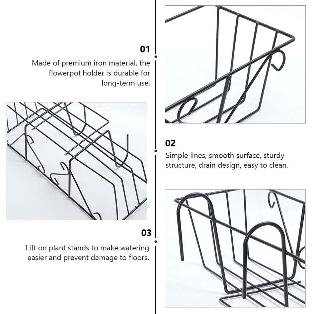 2 Pack Iron Flower Stand Hanging Planter - Balcony Railing Pot Holder for Outdoor Plants, Metal Wall Mounted Planter for Fence, Garden, Office Decor - Perfect for Flowers, Herbs, Succulents