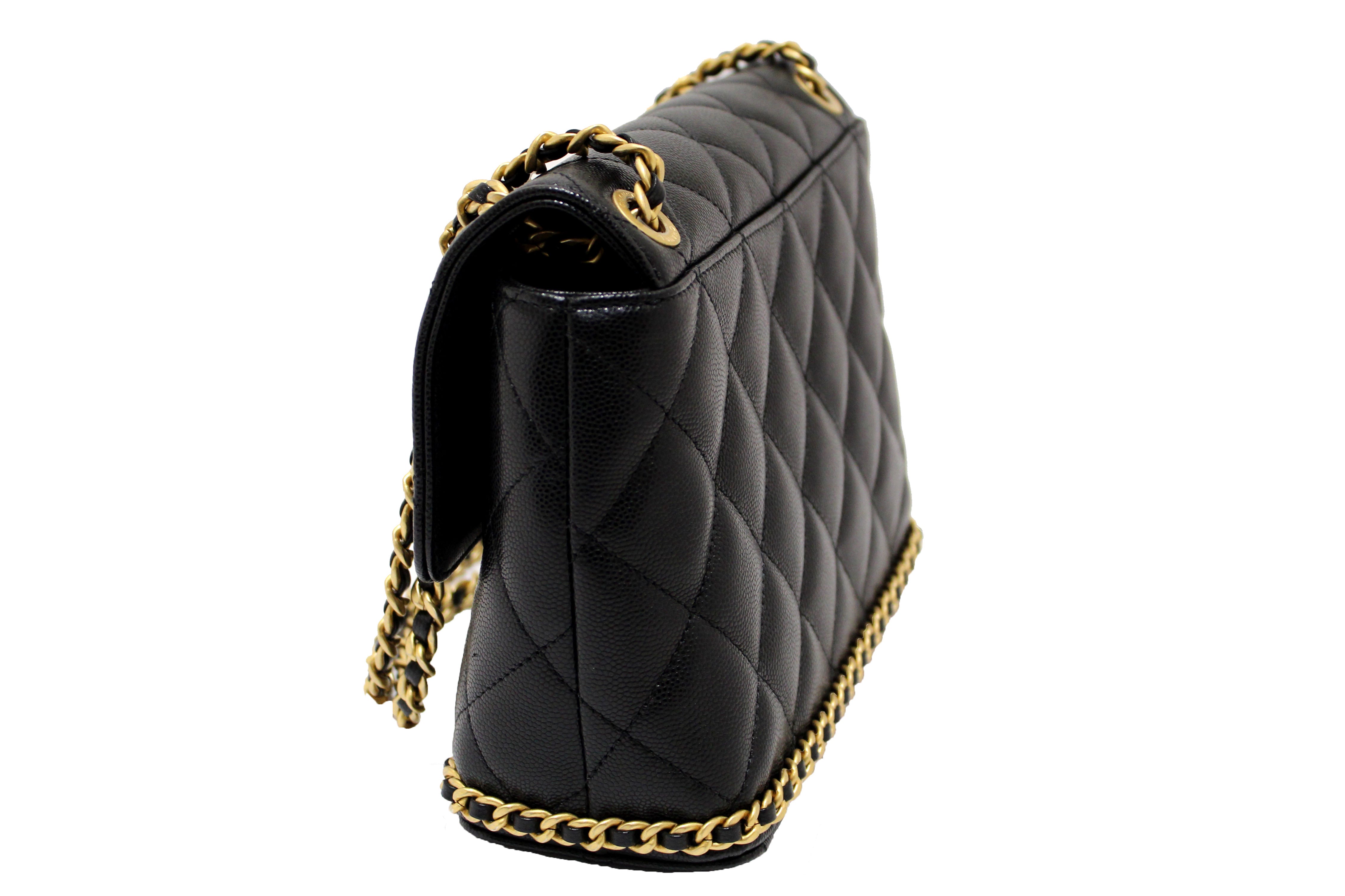Authentic Chanel Black Quilted Caviar Leather Camellia Chain Flap Shoulder Bag - Luxury Designer Handbag for Women, Perfect for Evening Parties, Weddings & Special Occasions