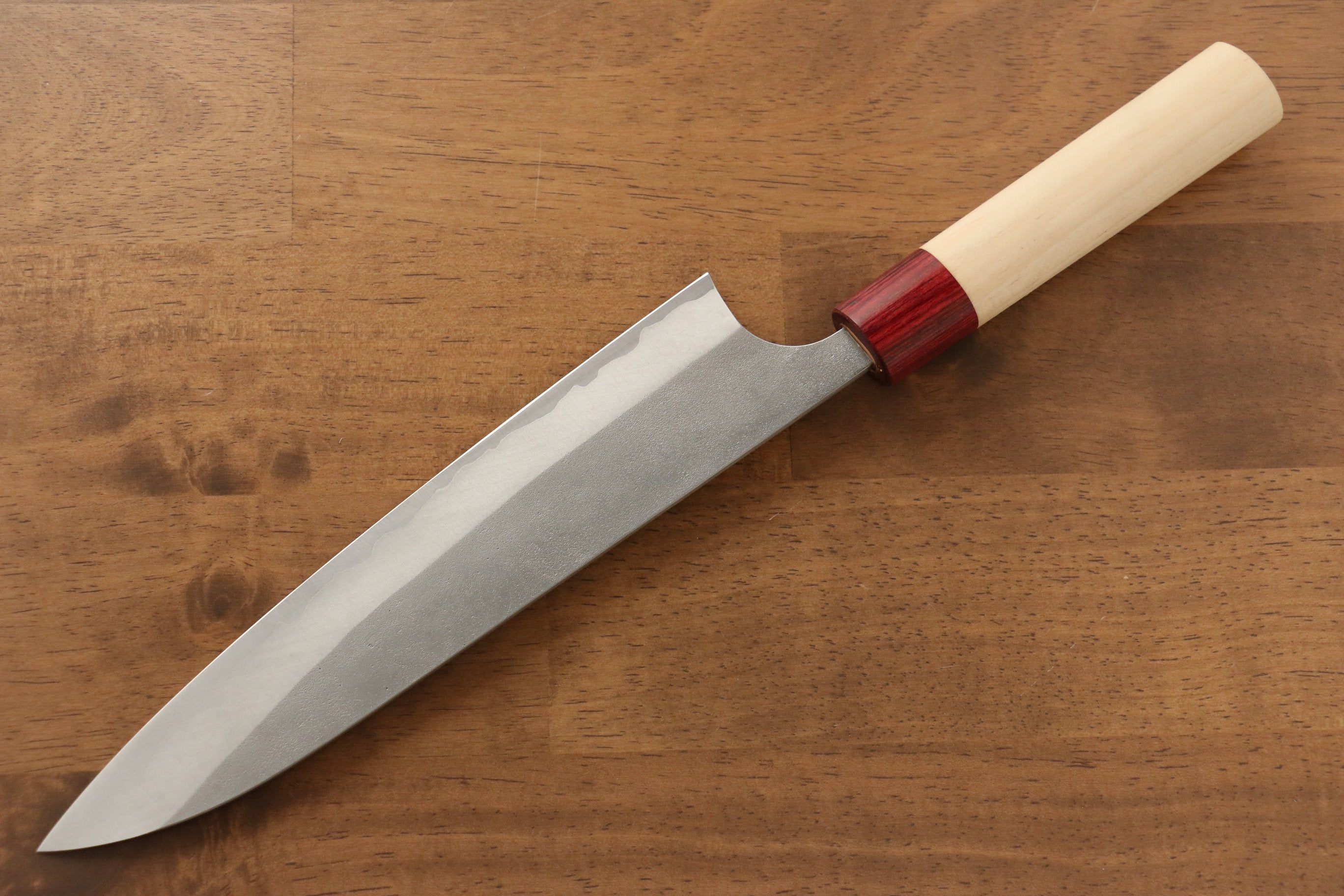 Masakage Yuki White Steel No.2 Nashiji Gyuto 210mm Japanese Chef Knife with Magnolia Handle - Perfect for Sushi, Meat Cutting & Professional Kitchen Use