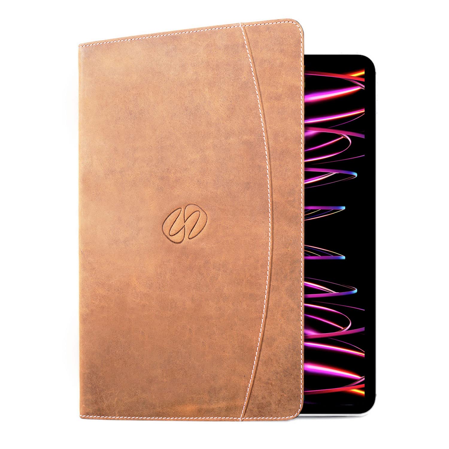 Premium Genuine Leather Folio Case for iPad Pro 12.9-inch (6th Generation, 2022) - Handcrafted Vintage Style by Michael Santoro Design - Perfect for Business Professionals & Travel Protection