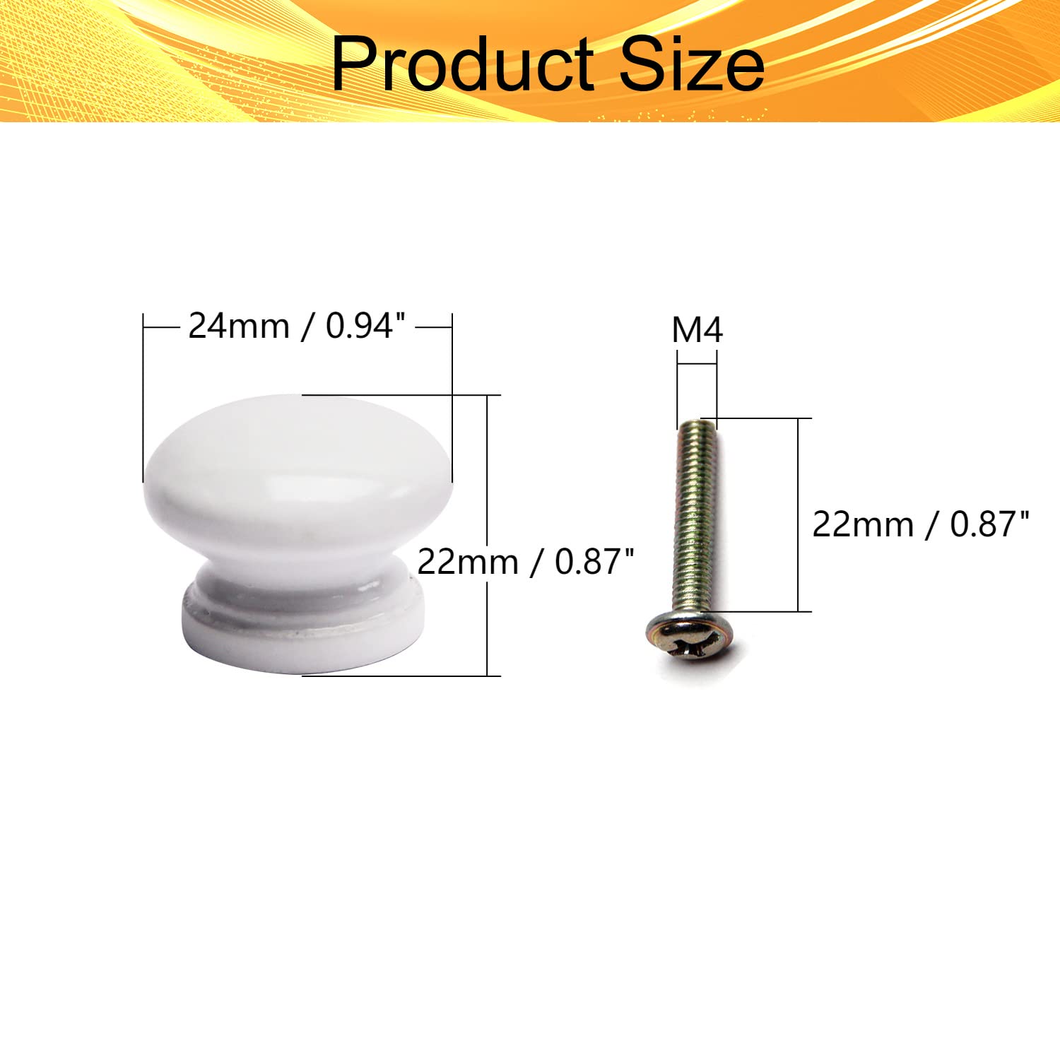 10Pcs White Wood Knobs for Cabinets & Drawers - 0.94