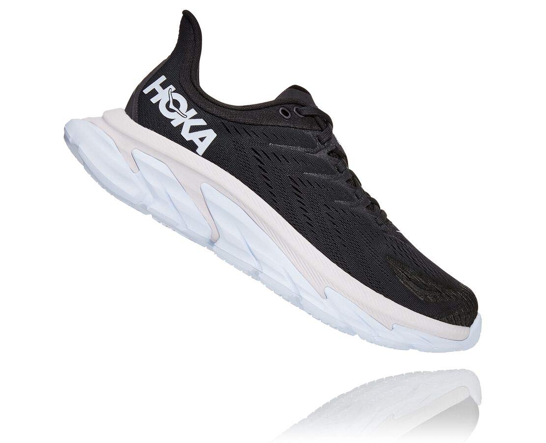 Hoka One One Men's Clifton Edge Running Shoes - Black/White - Size 9 | Lightweight Cushioned Road Running & Jogging Shoes for Men | Perfect for Marathon Training & Daily Workouts
