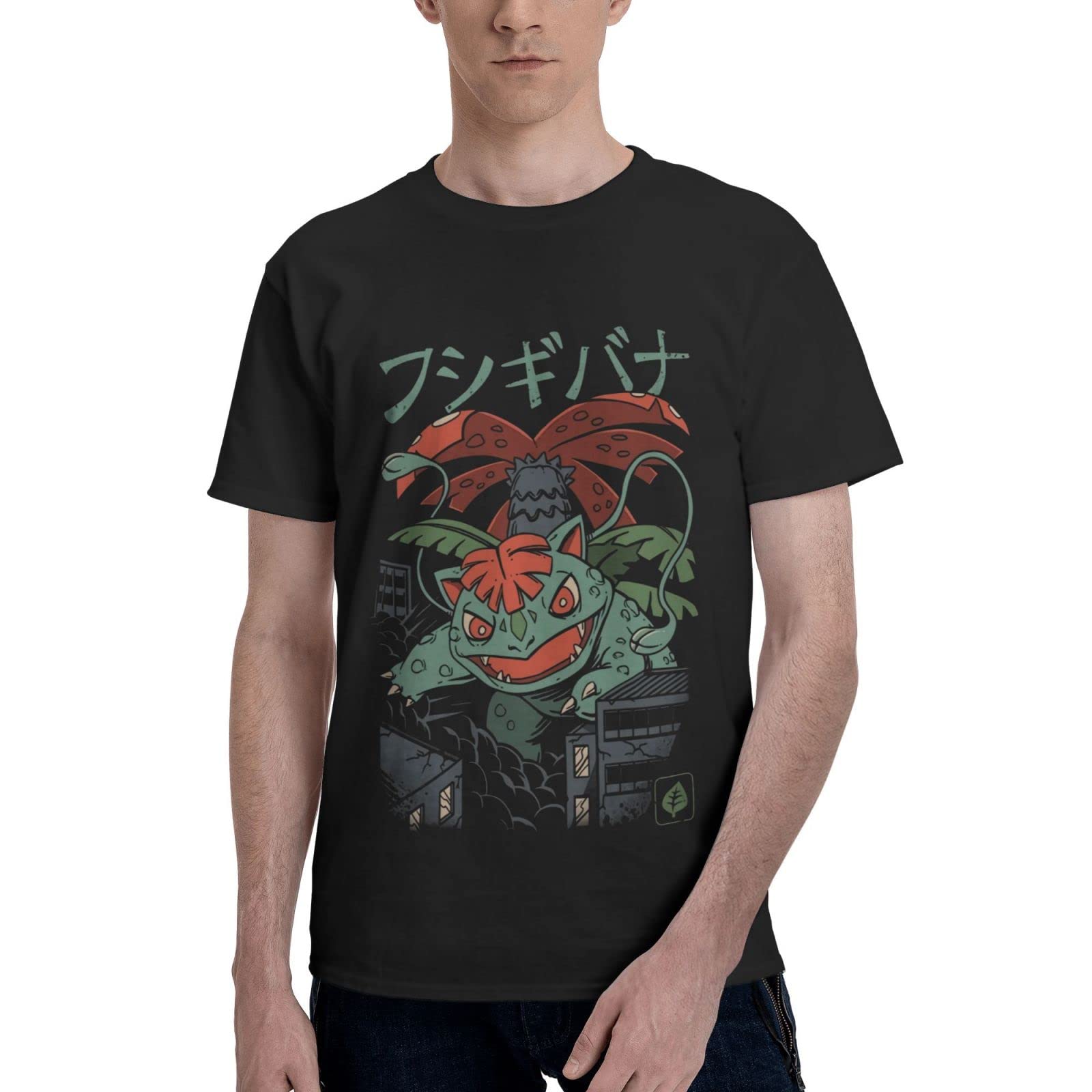 Anime Manga T-Shirt for Men - Summer Short Sleeve Graphic Tee - Black Casual Cotton Shirt - Perfect for Cosplay, Conventions & Everyday Wear