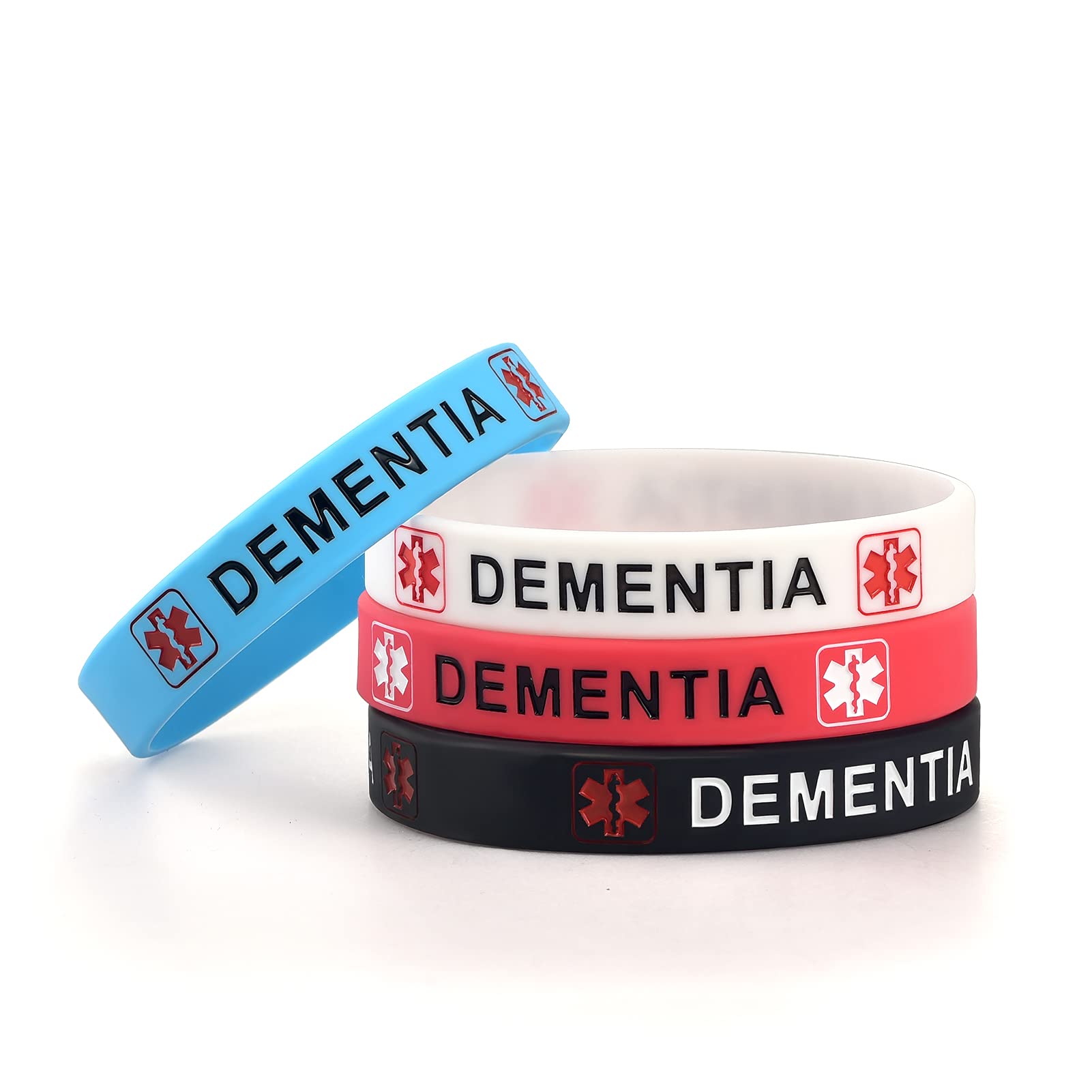 5 Pack Sport Medical Alert ID Silicone Bracelet - Waterproof Rubber Wristbands for Allergies, Diabetes & Emergency Info (7.5