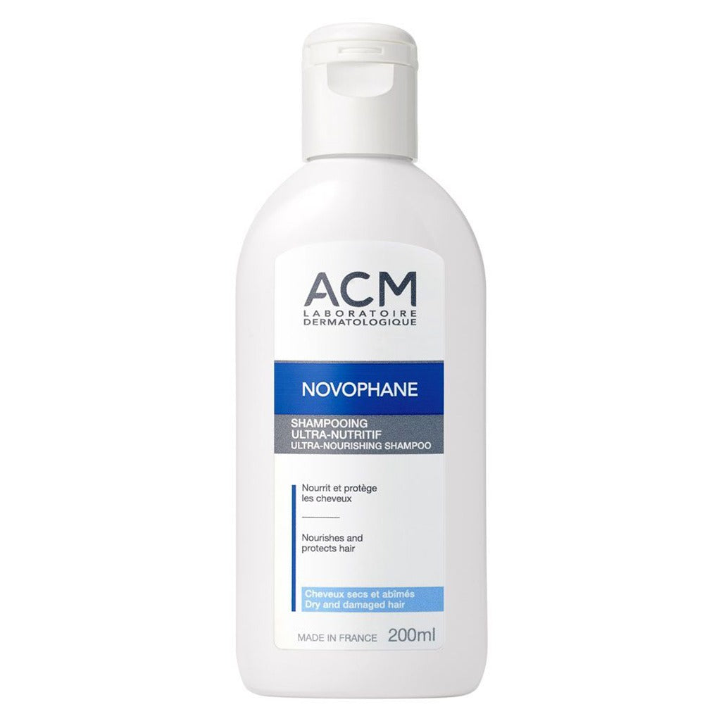 ACM Novophane Ultra Nourishing Shampoo for Dry & Damaged Hair - 200ml Hydrating & Repairing Formula - Perfect for Daily Hair Care & Salon-Quality Treatment at Home