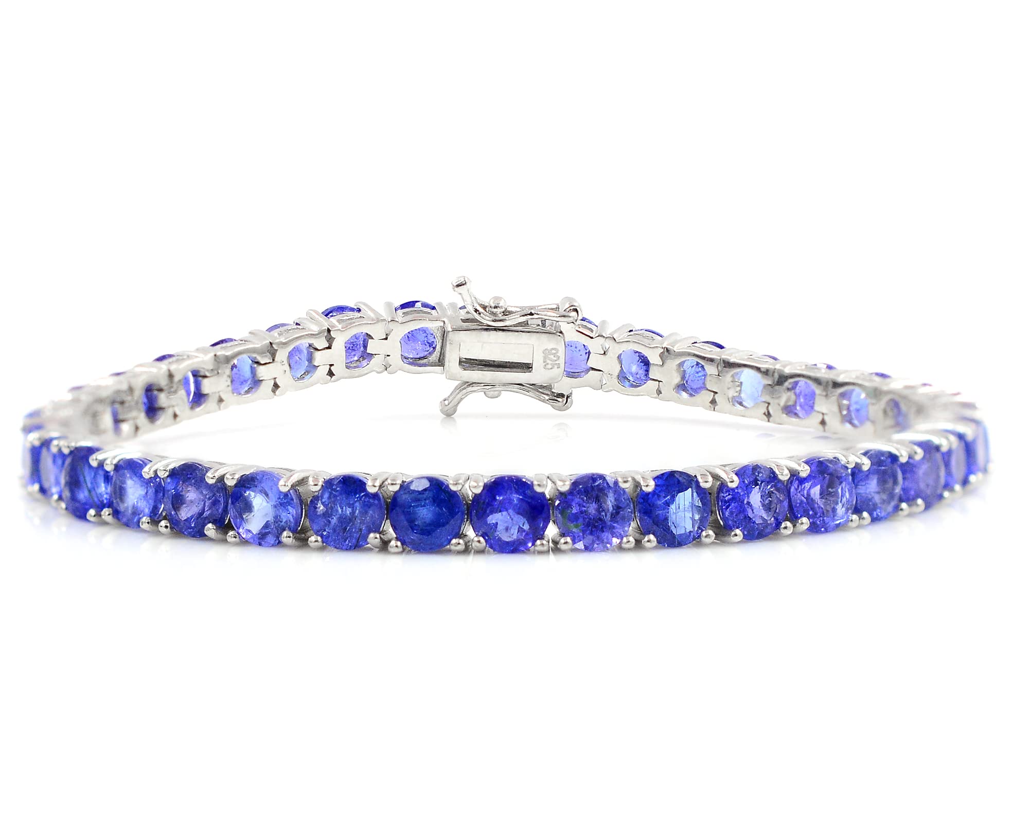 925 Sterling Silver Natural Blue Tanzanite 5mm Round Cut Tennis Bracelet - December Birthstone Jewelry for Women, Wedding, Proposal & Christmas Gift for Girlfriend | Perfect for Anniversaries, Date Nights & Special Occasions