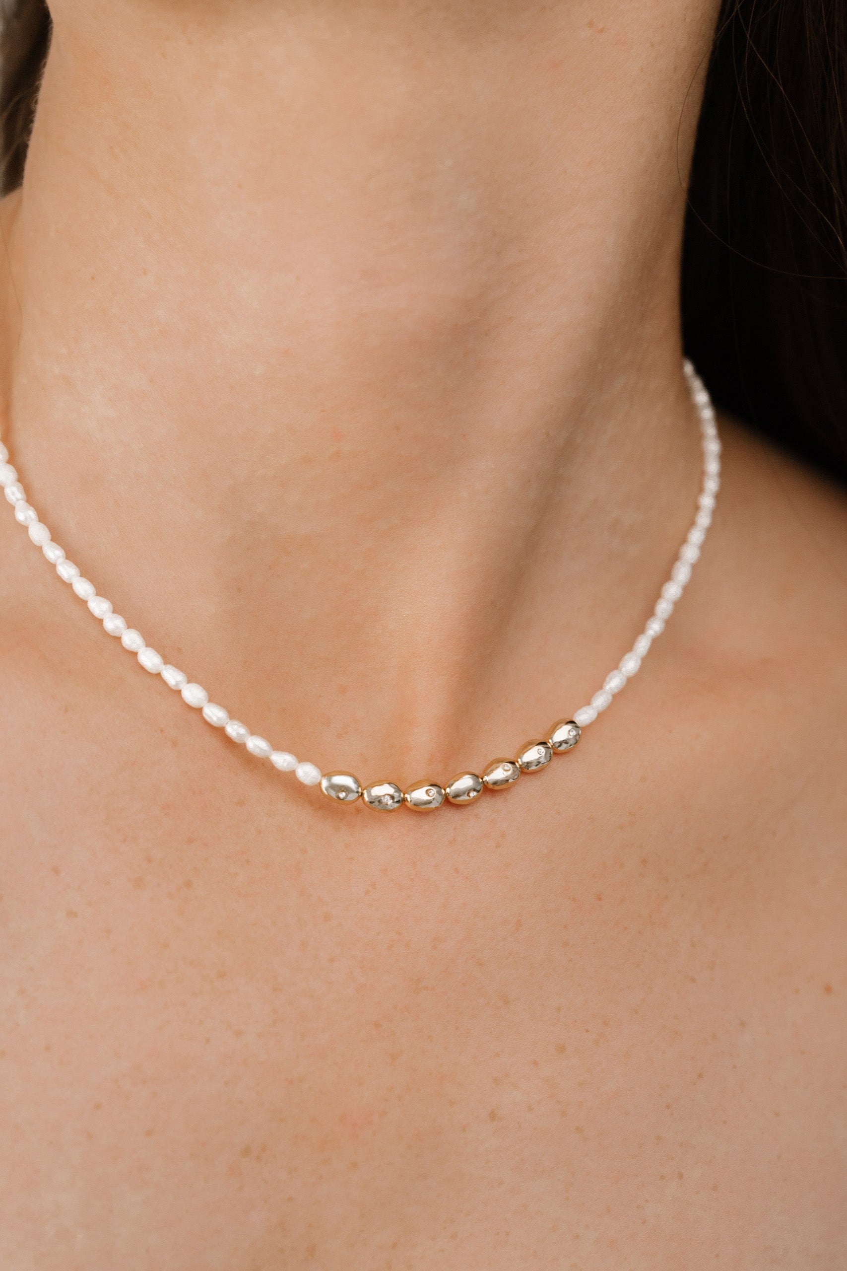 Elegant Freshwater Pearl Polished Pebble Necklace for Women - Perfect for Weddings, Parties & Everyday Wear