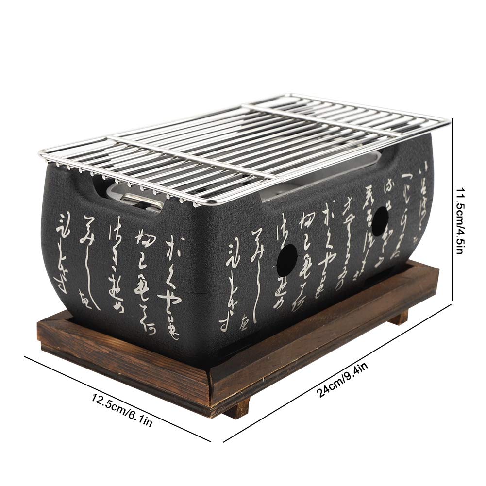 Premium Japanese Style Rectangular BBQ Grill - Traditional Charcoal Table Top Grill for Yakitori & Korean BBQ - Perfect for Outdoor Cooking, Camping & Backyard Parties