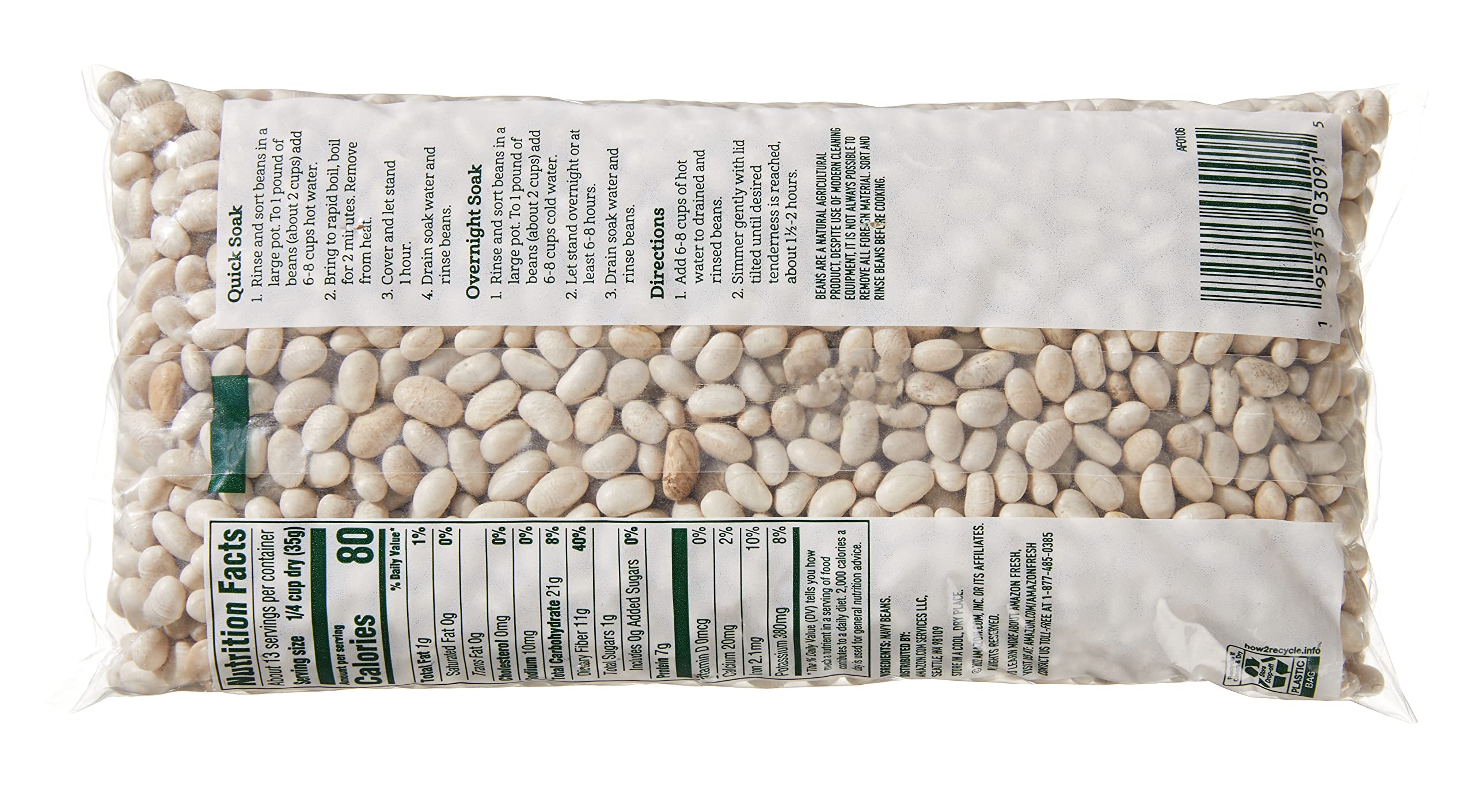 Premium Navy Beans Whole 16 Oz (1 lb) - Non-GMO, Gluten-Free, High in Fiber & Protein - Perfect for Soups, Stews, Salads & Healthy Cooking