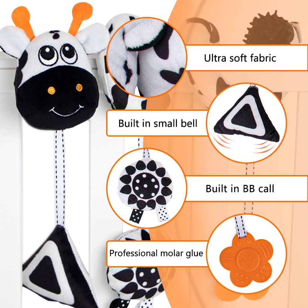 **Soft Spiral Plush Hanging Toys for Baby Car Seat & Stroller - Safe & Movable Infant Toys for 0-6 Months - Perfect for Crib Rails, Cradles & Travel**