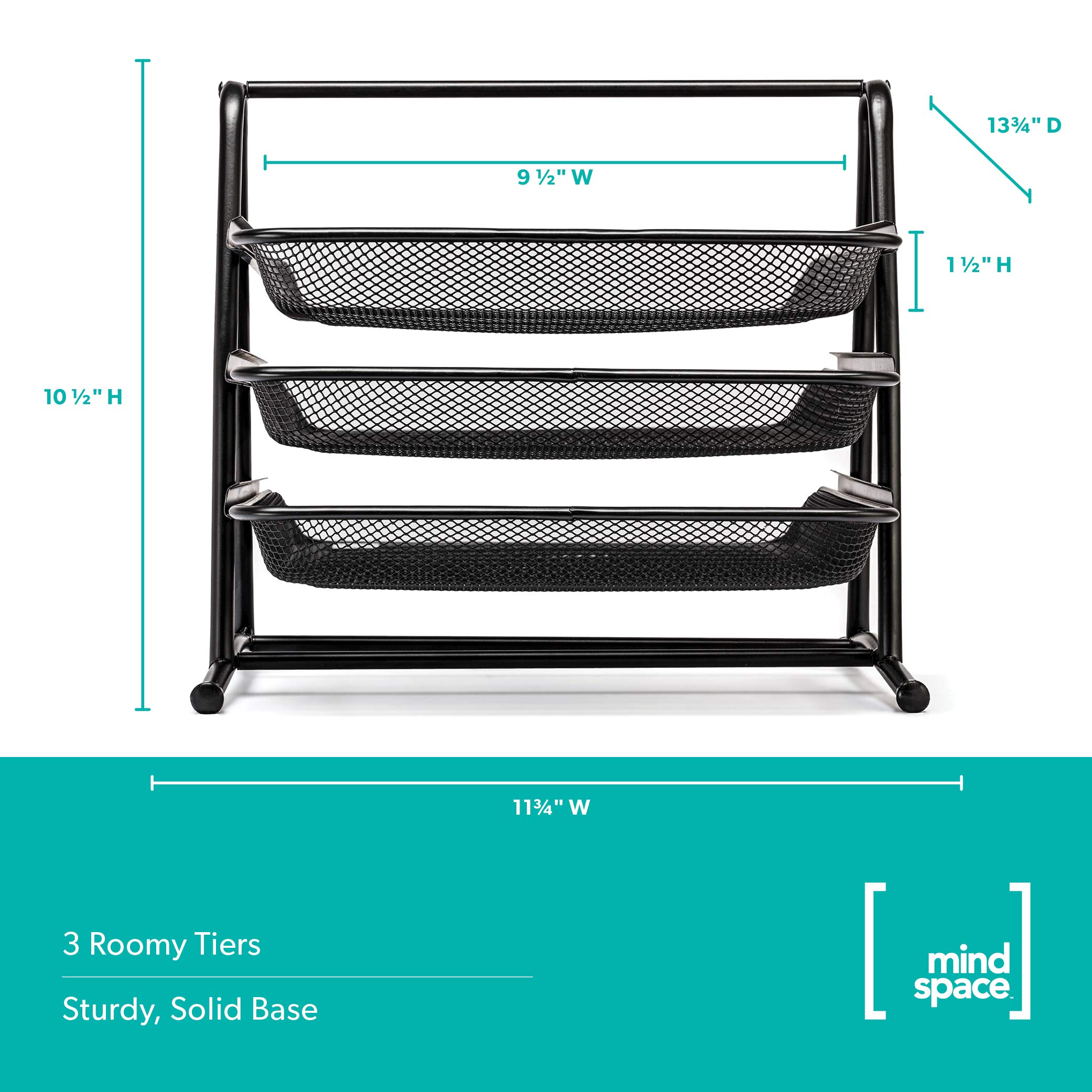 Mindspace 3-Tier Mesh Desk Organizer - Black Stackable Paper Tray & File Holder for Office Document Organization | Perfect for Home Office, Workstation, and School Desk Accessories