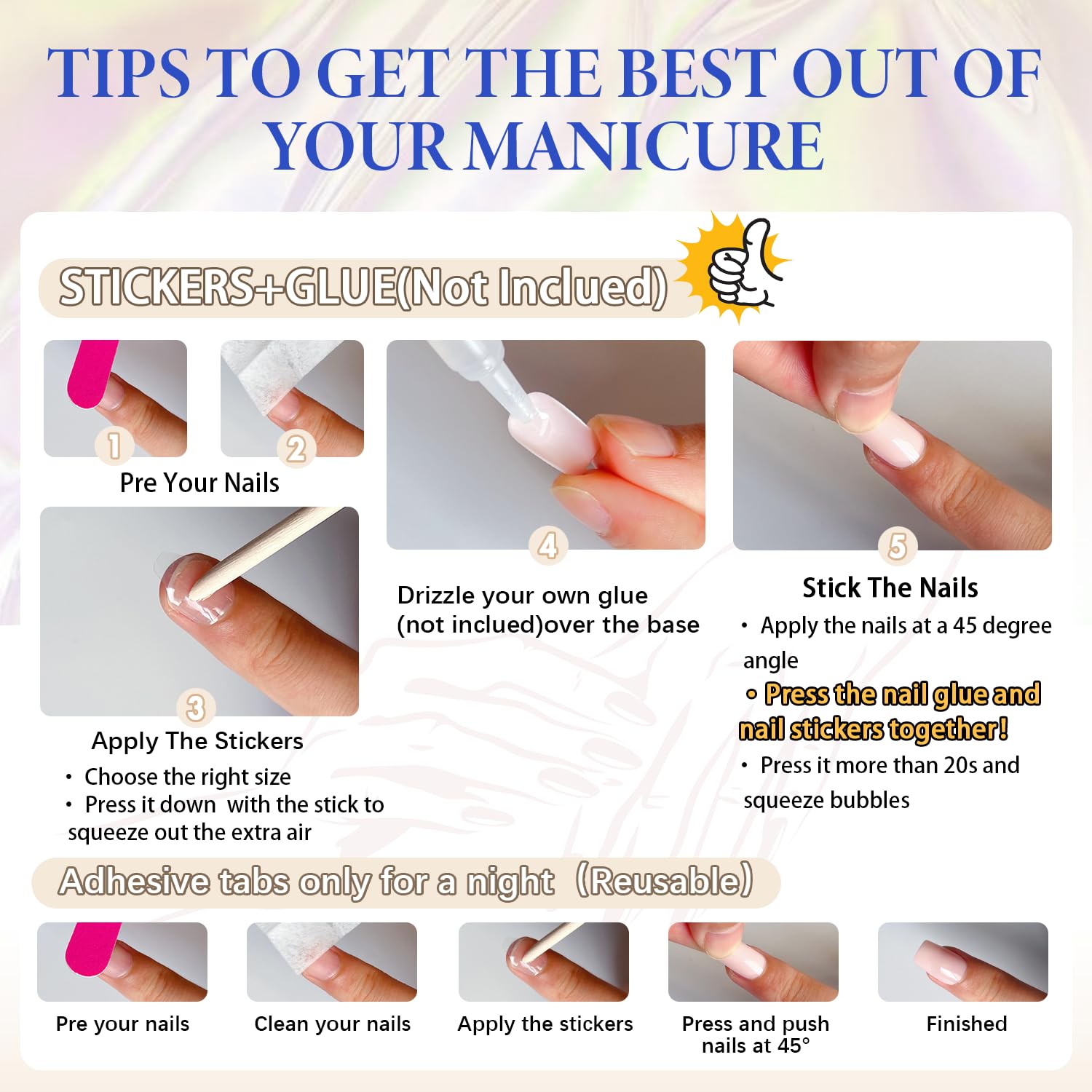 KQueenest Short Press On Nails - Chrome Square Fake Nails with Mirror Shine & Sparkle Gel | Natural Glazed Glue On Nails for Women | Perfect for Daily Wear, Office, Parties & Special Occasions