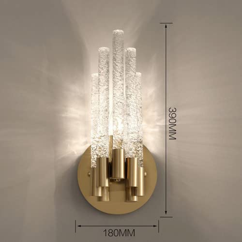 Modern Crystal Wall Sconce Light - Gold Geometric LED Wall Lamp with E14 Socket for Living Room, Bedroom & Hallway Decor - Elegant Postmodern Lighting Fixture for Bedside, Entryway and Dining Room Ambience