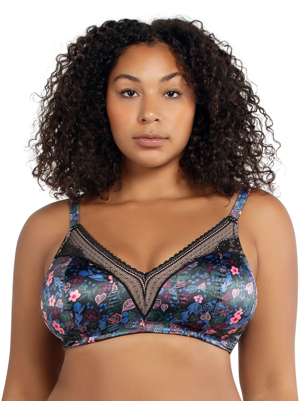 Jade Padded Bralette Black Floral Lace Comfortable Wireless Bra for Women - Perfect for Yoga, Lounge & Everyday Wear