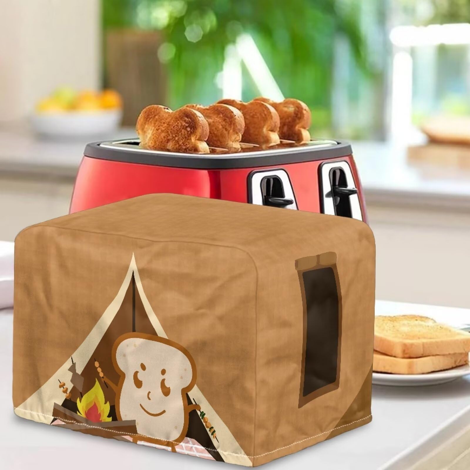 2-Slice Toaster Cover with Toast Print - Dustproof & Anti-Stain Kitchen Appliance Protector for Bread Maker & Toaster - Perfect for Countertop Protection & Small Kitchen Organization