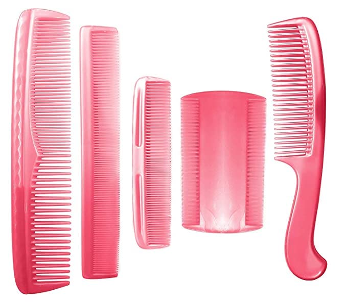 Baal 5-Piece Hair Comb Set for Men & Women - Detangling, Styling & Hair Care Combs (Pink) - Perfect for Salon, Home & Travel Use