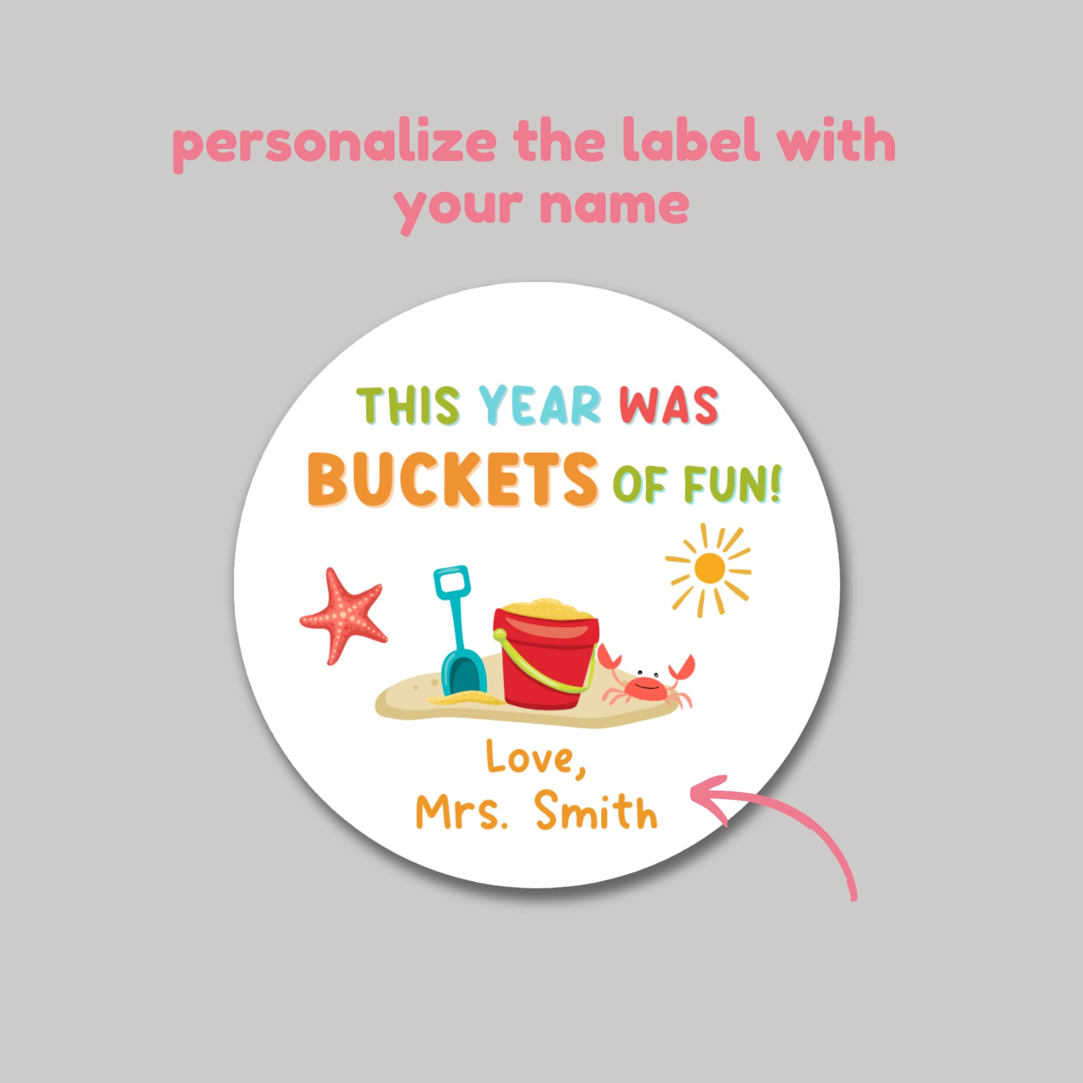 Personalized 'This Year Was Buckets of Fun' Stickers - 2