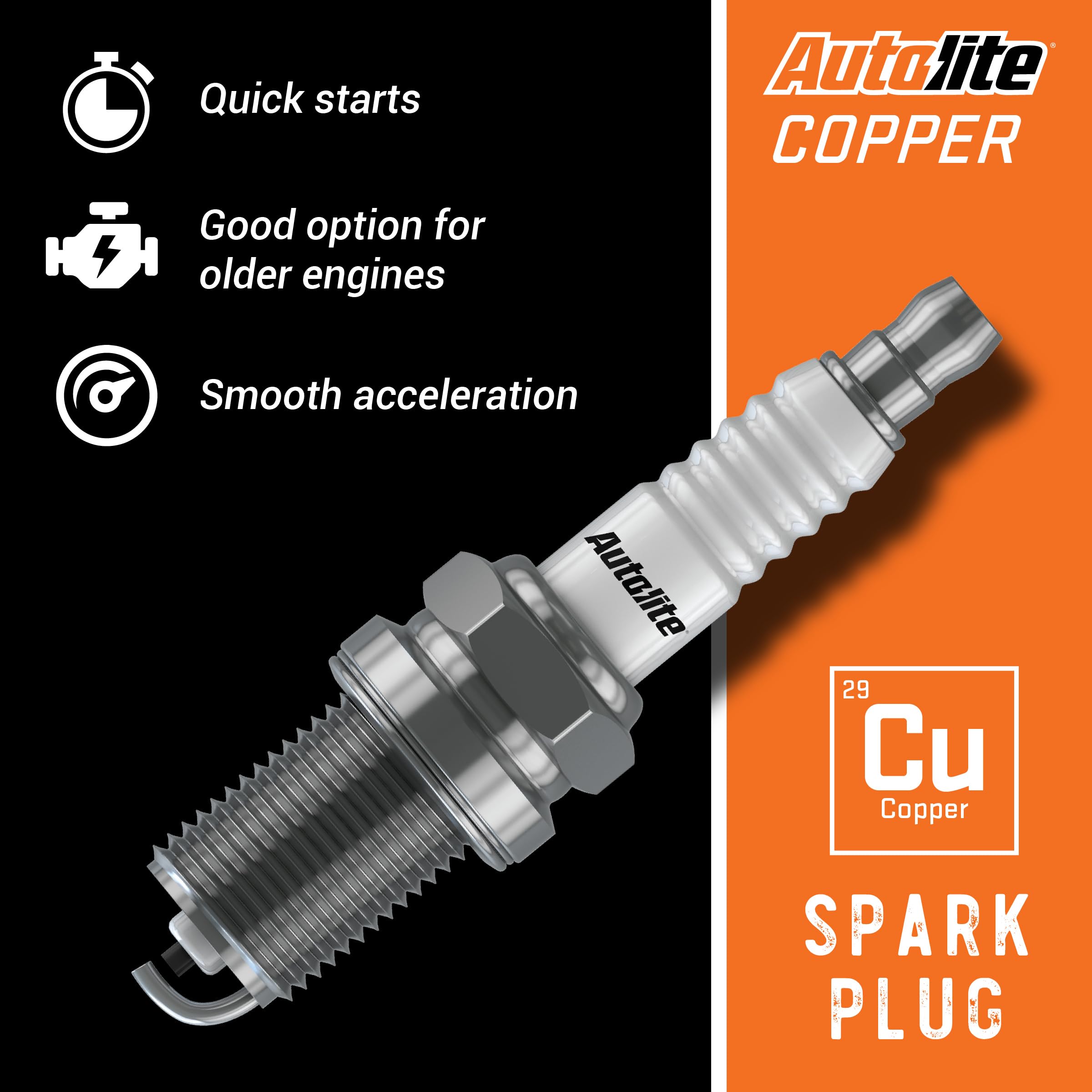 Autolite 46 Copper Resistor Spark Plugs - 4 Pack for Car, Truck & SUV - High Performance Automotive Replacement Parts for Smooth Engine Operation & Better Fuel Efficiency