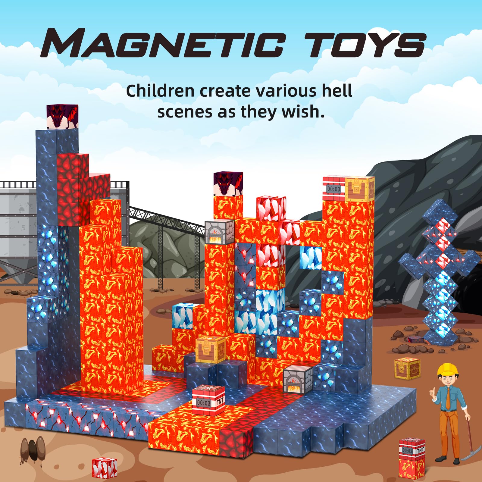 Magnetic Building Blocks STEM Toys for Kids Ages 3-8 | Educational Construction Set for Boys & Girls | Montessori Sensory Learning Toys | Perfect for Classroom, Birthday Gifts & Creative Play
