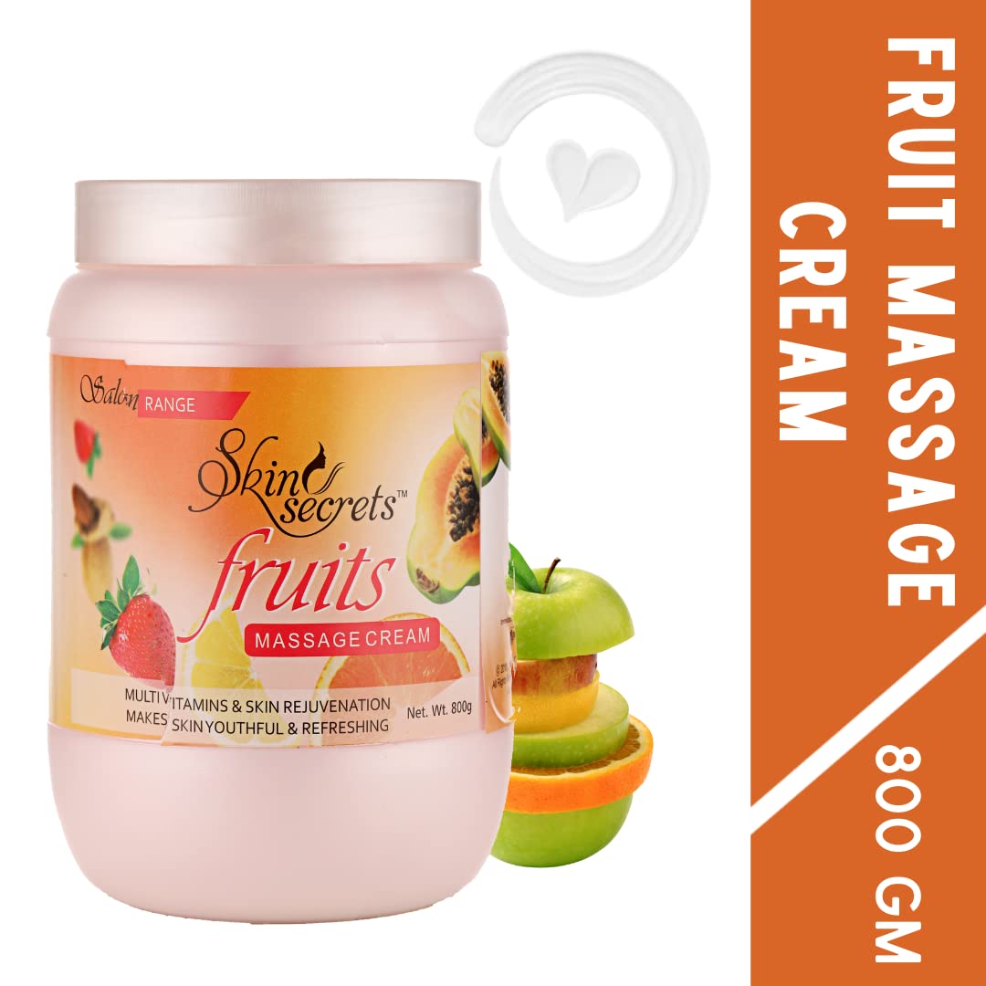 Skin Secrets Fruit Facial Massage Cream with Orange & Papaya Extract | Paraben Free, Cruelty Free & Vegan | 800gm | Hydrating & Brightening Face Moisturizer for Glowing Skin | Perfect for Daily Skincare Routine & Spa Treatments