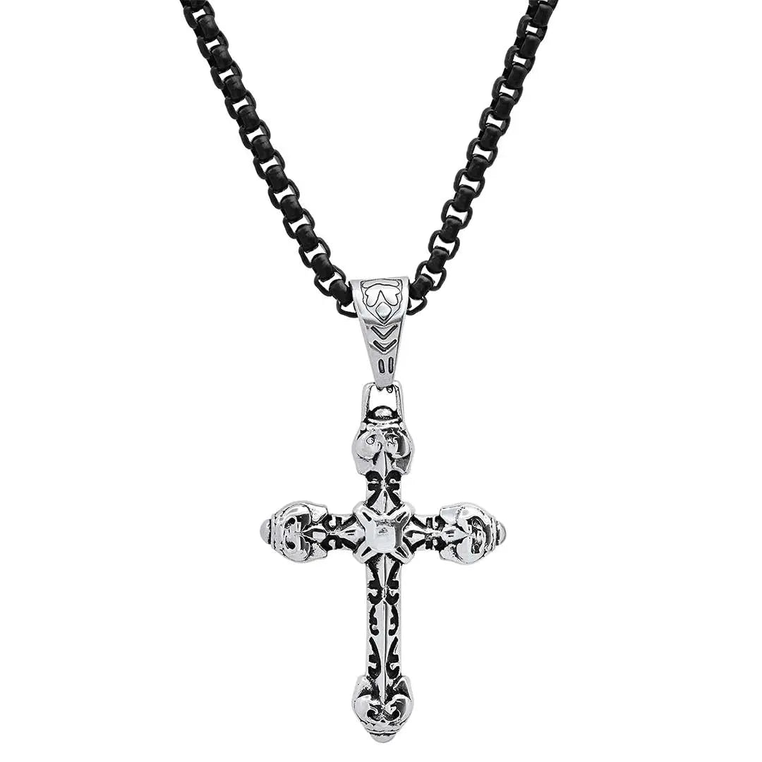 Vintage Roman Style Cross Pendant Necklace for Women - Stainless Steel Religious Jewelry - Perfect for Church, Weddings & Everyday Wear
