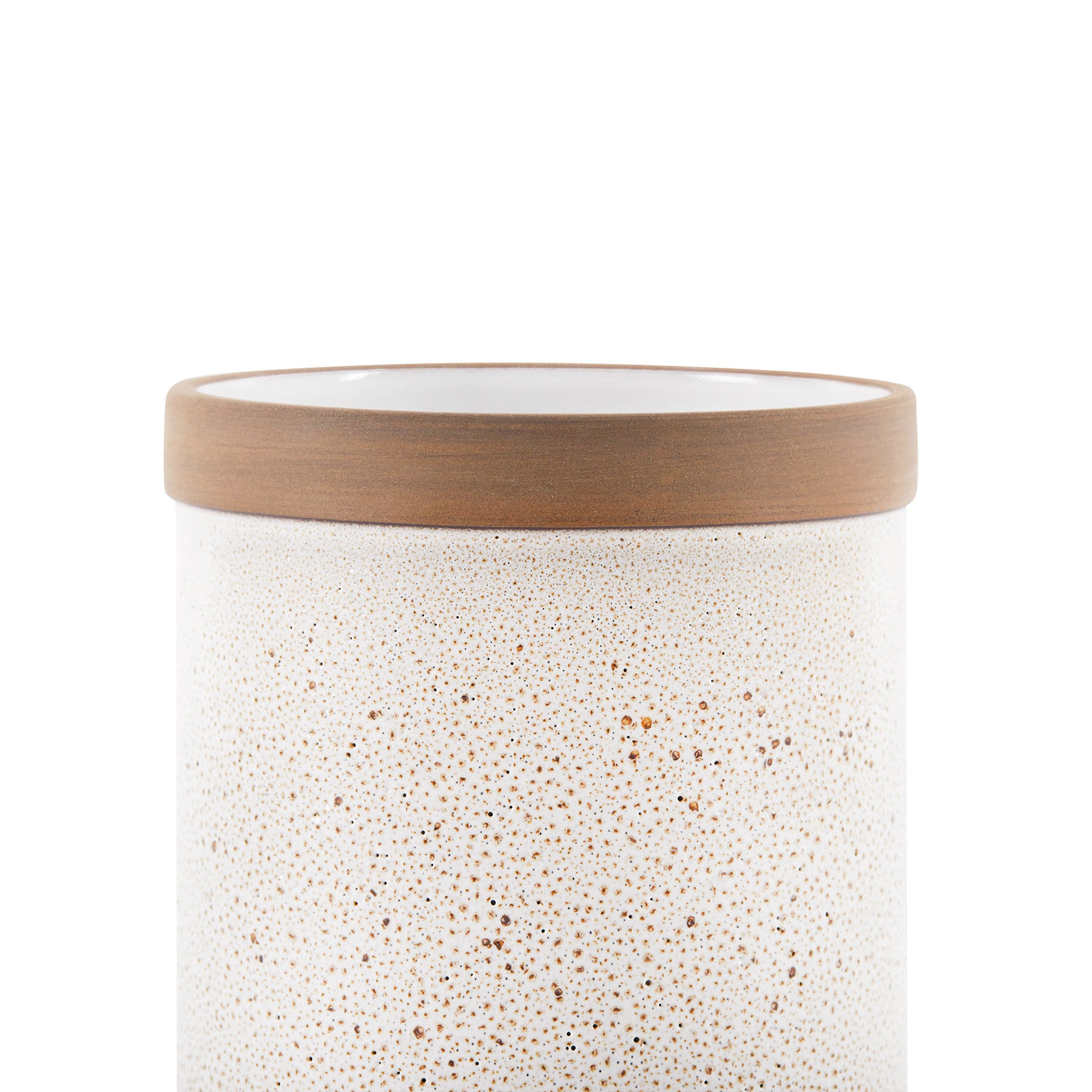White and Brown Ceramic Utensil Crock Holder - Kitchen Countertop Organizer for Spoons, Forks, and Cooking Tools | Perfect for Home, Restaurant, and Office Use