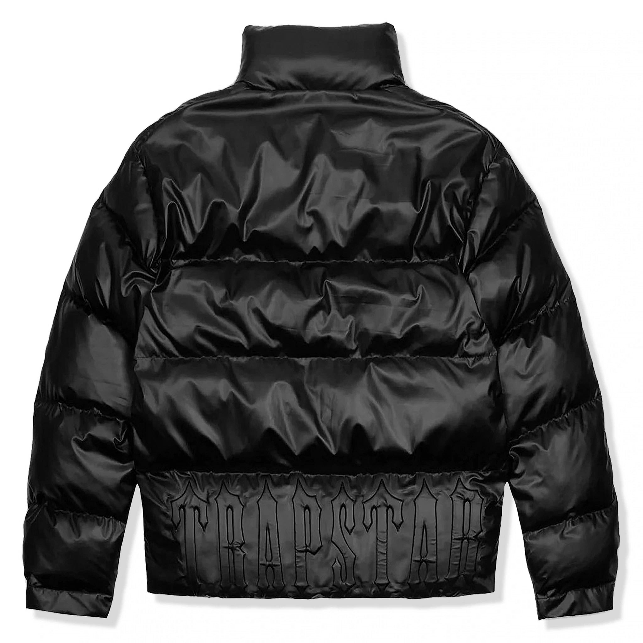Trapstar Irongate Embossed Black Puffer Jacket for Men - Winter Warm Hooded Coat, Streetwear Fashion Outerwear for Urban Style & Cold Weather Protection