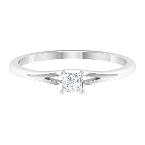 1/4 CT Princess Cut Cubic Zirconia Solitaire Ring in 10K Solid Gold with Split Shank - Elegant Women's Engagement Ring for Proposals, Anniversaries & Special Occasions