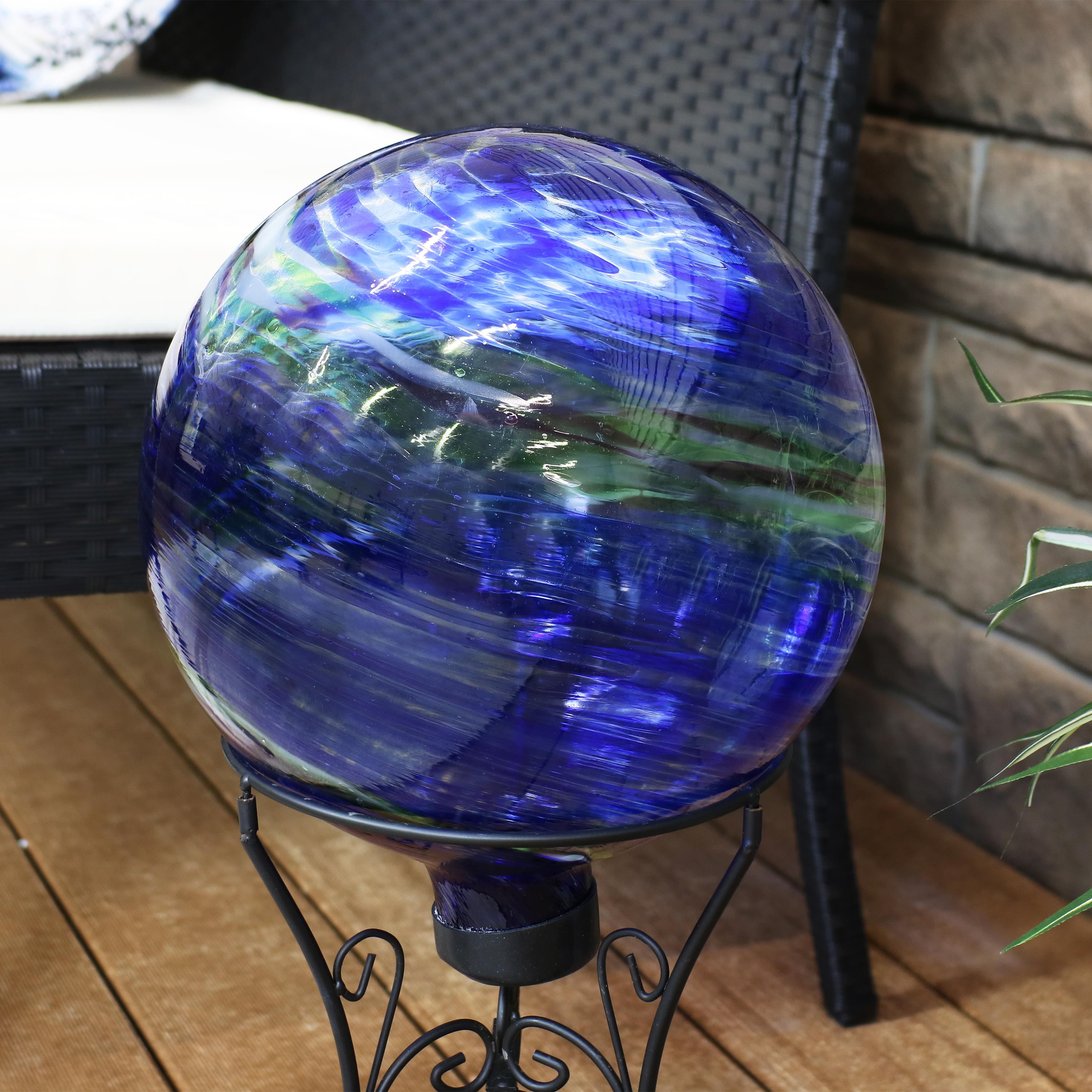 Sunnydaze 10-Inch Outdoor Glass Gazing Globe - Reflective Garden Decor for Patio, Yard & Landscaping - Perfect for Meditation Spaces & Zen Gardens