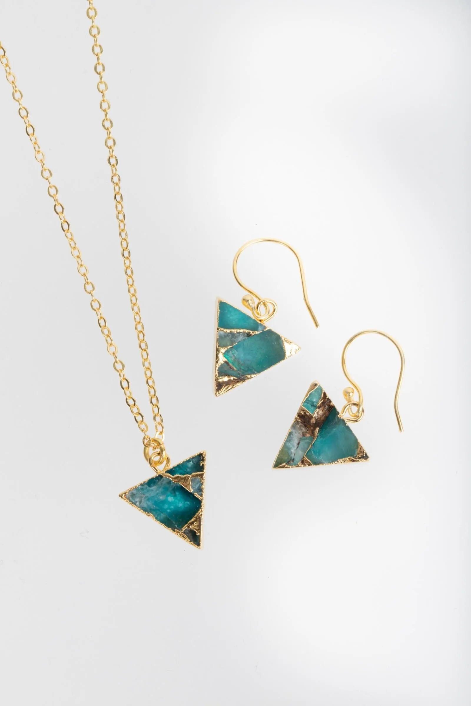 Mojave Triangle Mini Earring and Necklace Set - Dainty Gold Jewelry for Women, Minimalist Geometric Necklace and Earrings Set - Perfect for Everyday Wear, Date Night, and Gifts