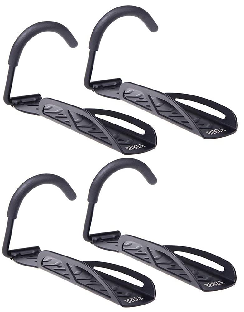 DIRZA Heavy Duty Bike Rack Wall Mount - Vertical Bicycle Storage System for Garage & Indoor - Holds 65 lbs - Easy Install Bike Hooks with Screws - Space Saving Bike Hanger Organizer (Black) - Perfect for Small Spaces, Apartments & Shed Storage