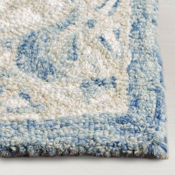 Hand Woven Blue & Ivory Wool Area Rug - Traditional Persian Style, Soft & Durable - Perfect for Living Room, Bedroom, or Office Decor