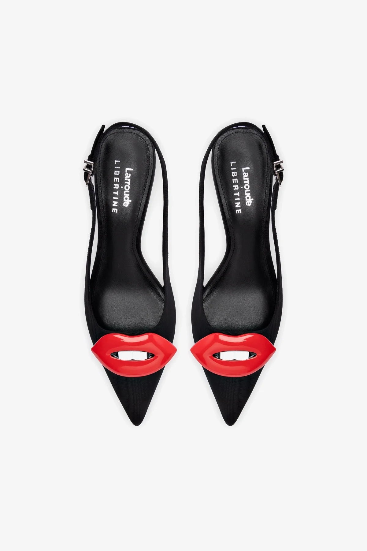 Larroudé x Libertine Lips Pump Lo Black Fabric Women's Shoes - Stylish Heels for Parties, Dates & Evening Events