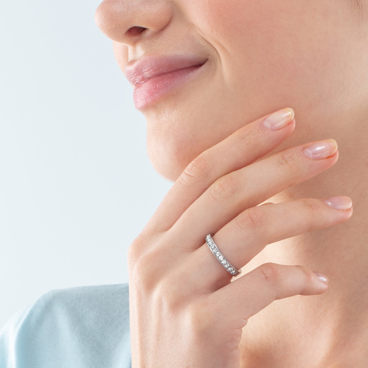 Stainless Steel Crystal Ring for Women - Elegant Slim Silver Band with Sparkling Stones | Perfect for Weddings, Parties & Everyday Wear