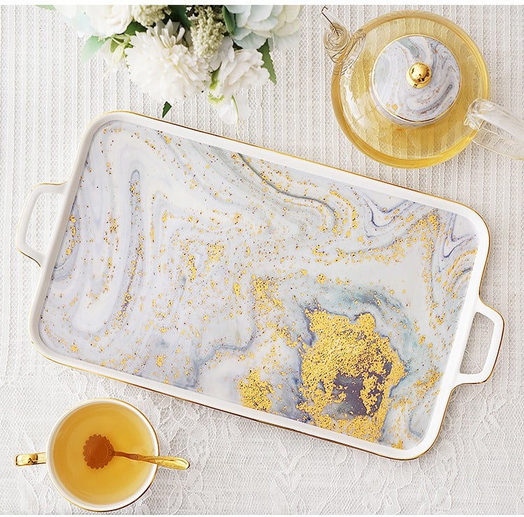 Premium Golden Beach English Tea Set - Elegant Porcelain Tea Cups & Saucers for Afternoon Tea, Gifts & Home Decor