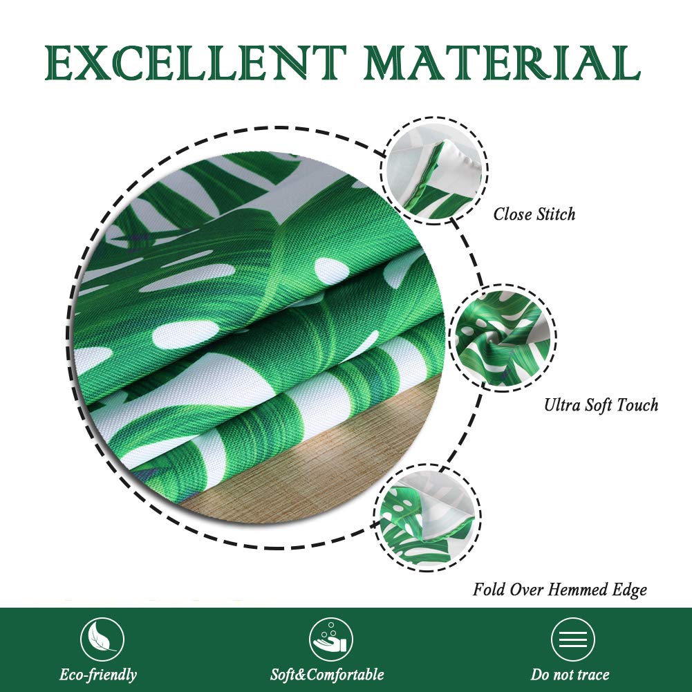 Waterproof Spillproof Polyester Round Tablecloth with Zipper Umbrella Hole - 60 Inch Outdoor Dining Table Cover for Patio, Garden, Picnic & BBQ - Durable Palm Leaf Design for Spring & Summer Decor