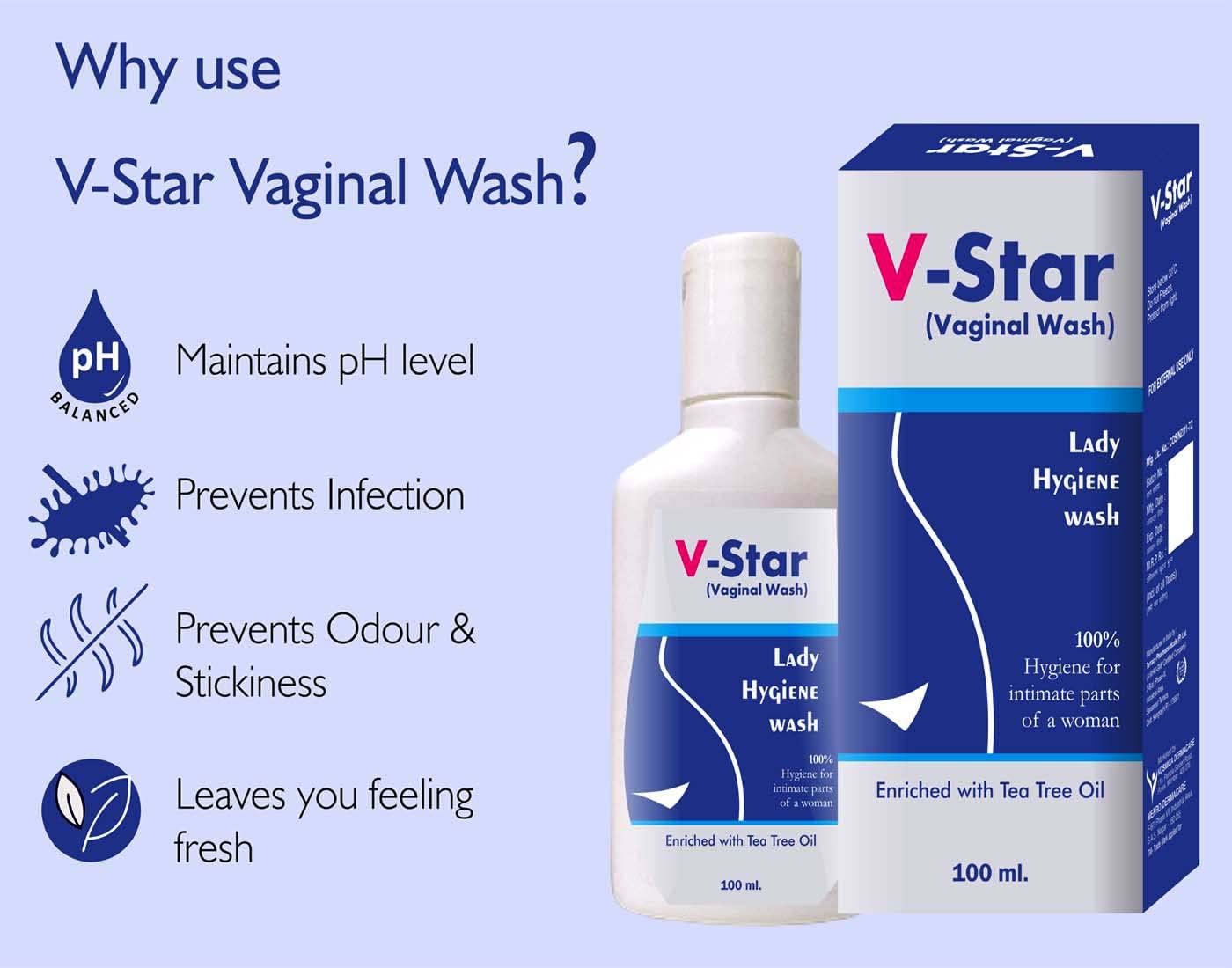 Vstar Natural Intimate Wash for Women - 3 Pack | Gentle Feminine Hygiene Care