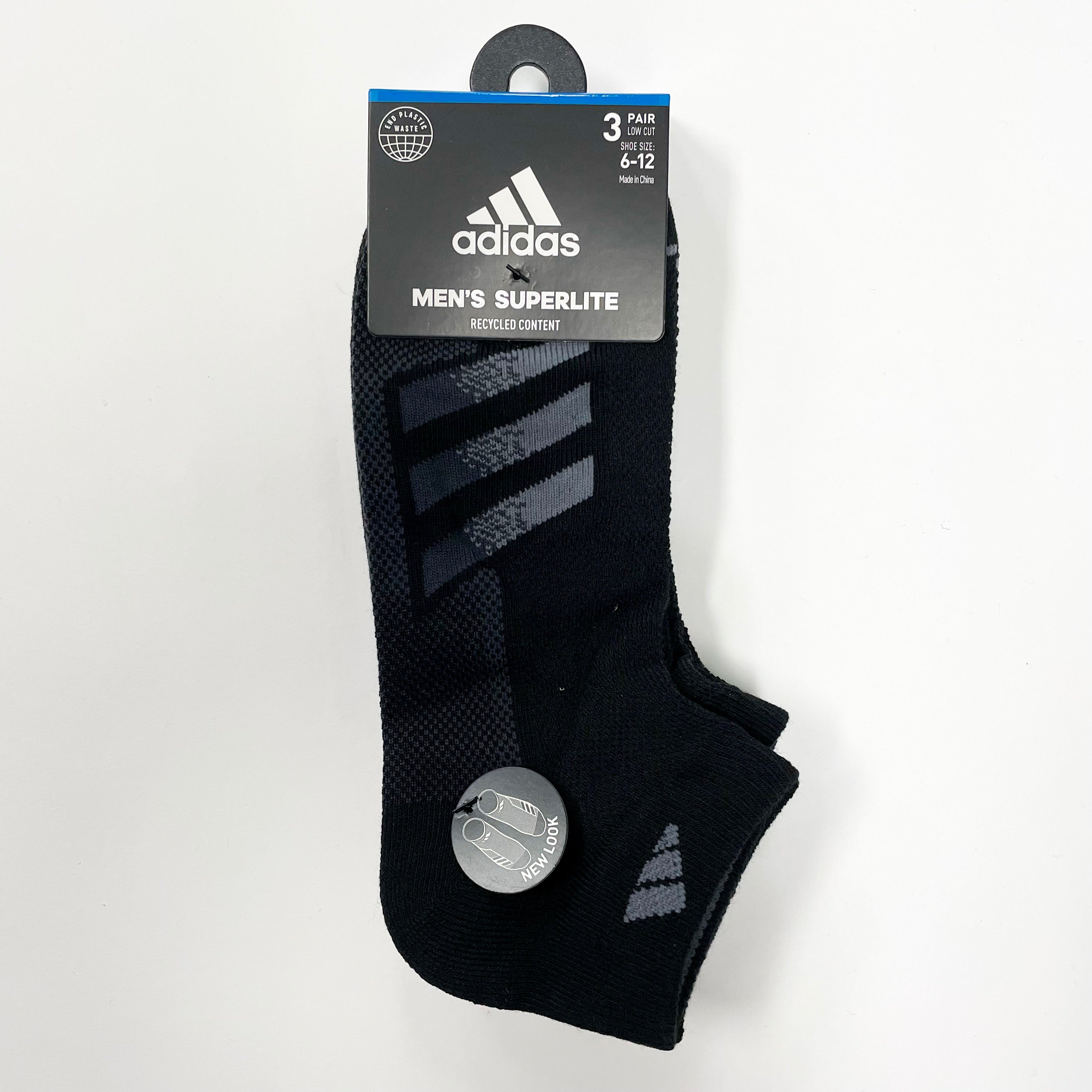 Adidas Men's Superlite Low Cut Socks - 3 Pack for Running, Gym & Everyday Comfort
