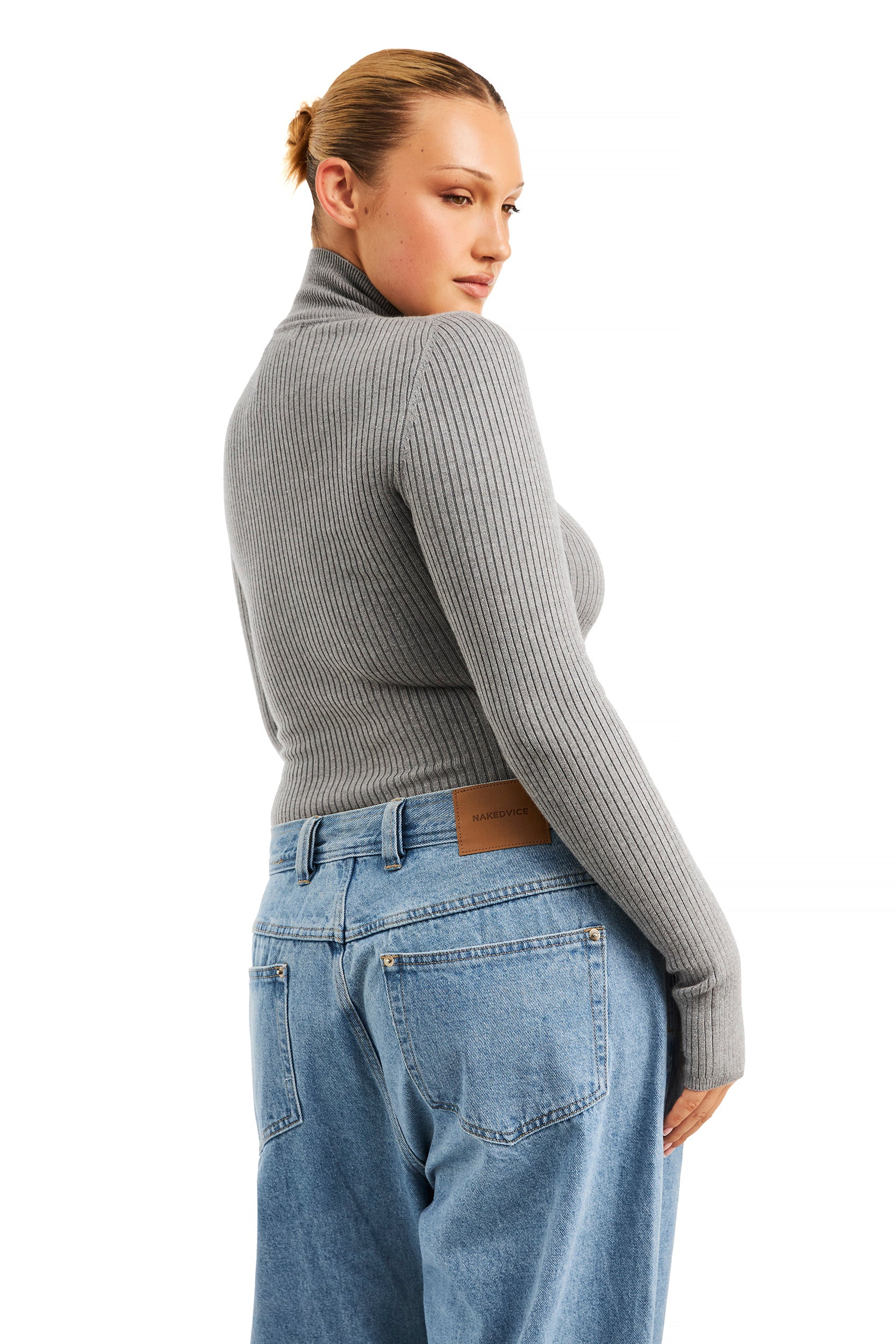 THE RHODES GREY BODYSUIT - Women's Seamless Slimming Bodysuit for Everyday Wear & Layering | Perfect for Work, Date Night & Casual Outfits