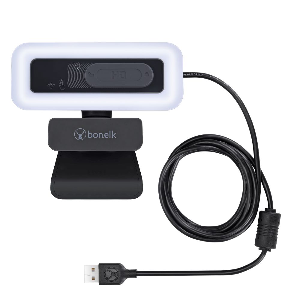 Bonelk Pro 1080p USB Webcam with LED Light - Clip On Computer Camera for Video Calls, Streaming & Online Meetings (Black) - Perfect for Home Office, Remote Work & Virtual Classrooms