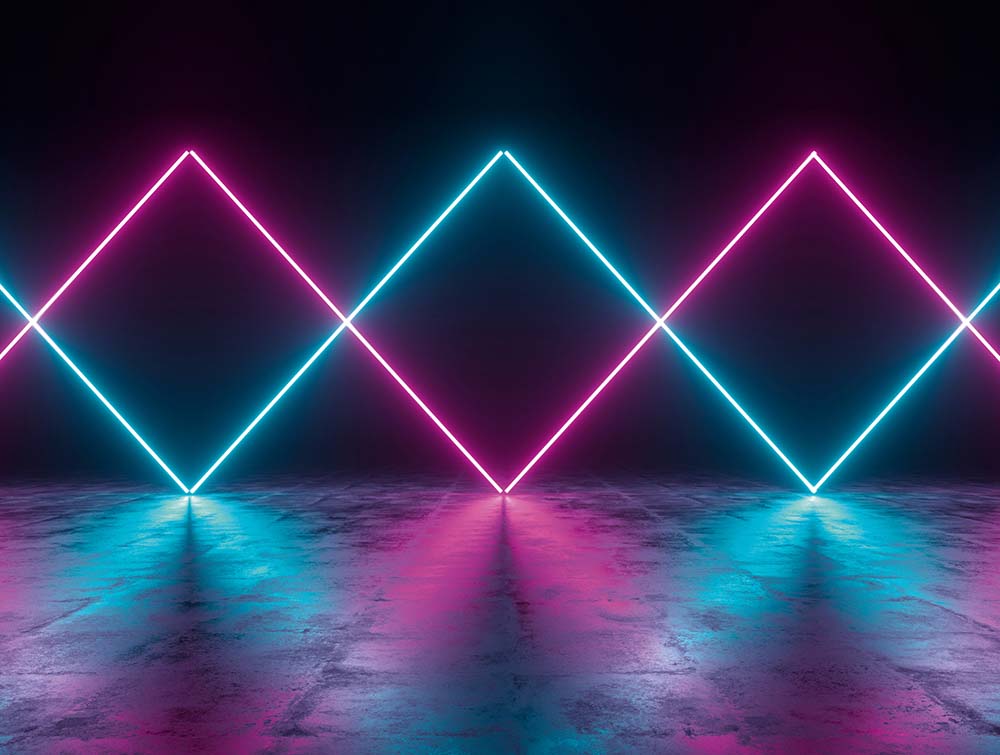 Vibrant Purple Neon Lights Wallpaper for Bedroom & Living Room - Modern LED Wall Decor for Home & Office