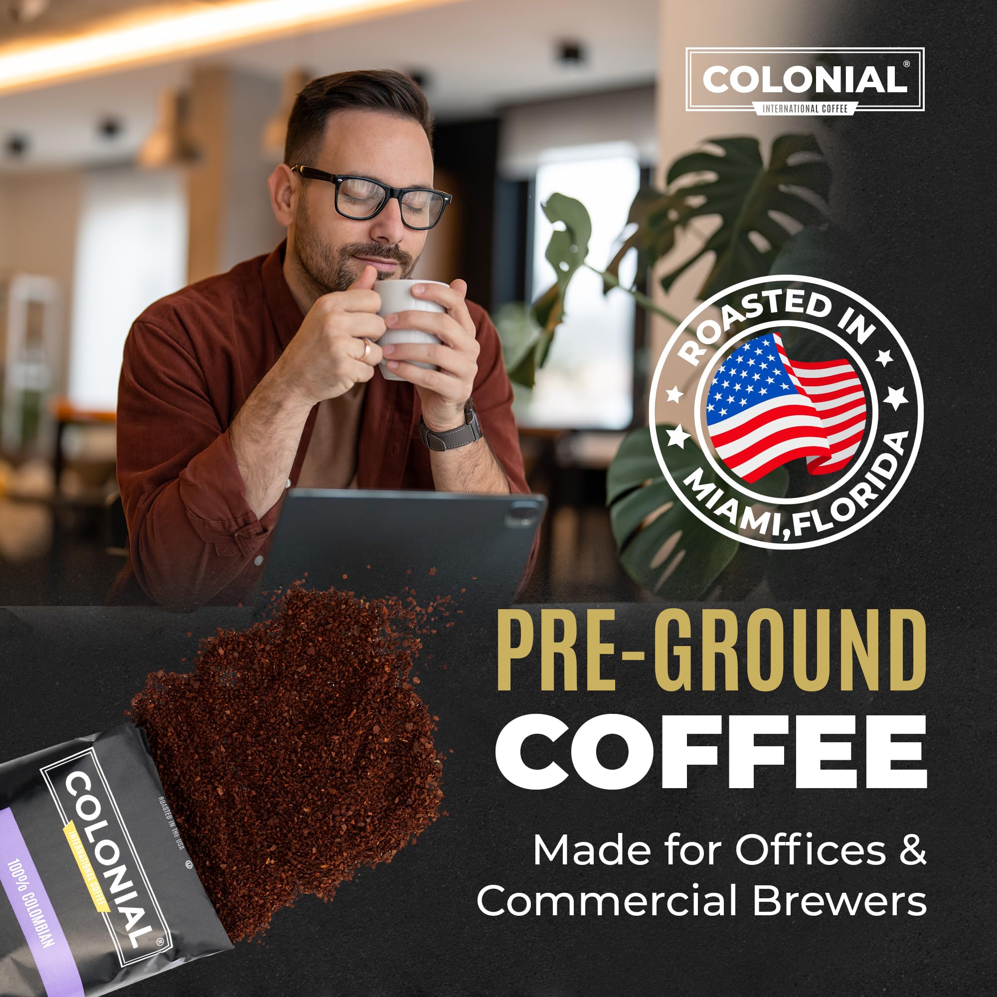 Decaf Colombian Coffee Packets - Medium Roast Pre Ground Coffee for Drip Makers (80 Pack) - Perfect for Office & Home Brewing