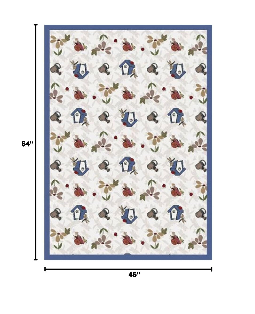 Joy Carpets Kaleidoscope Flower Garden Whimsical Area Rugs - Soft Beige Non-Slip Kids Playroom & Nursery Rug - Perfect for Bedroom, Living Room Decor